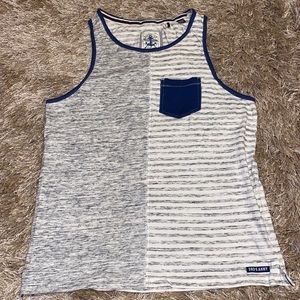 Navy Blue & White Striped Tank Top